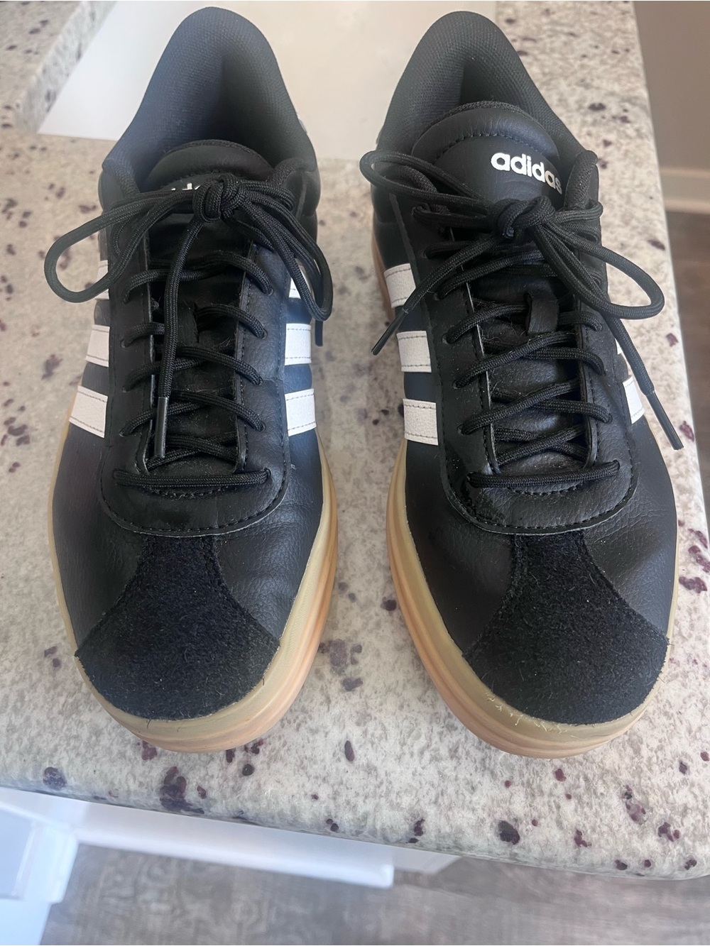 adidas Black White Gum Sole Athletic Sneakers